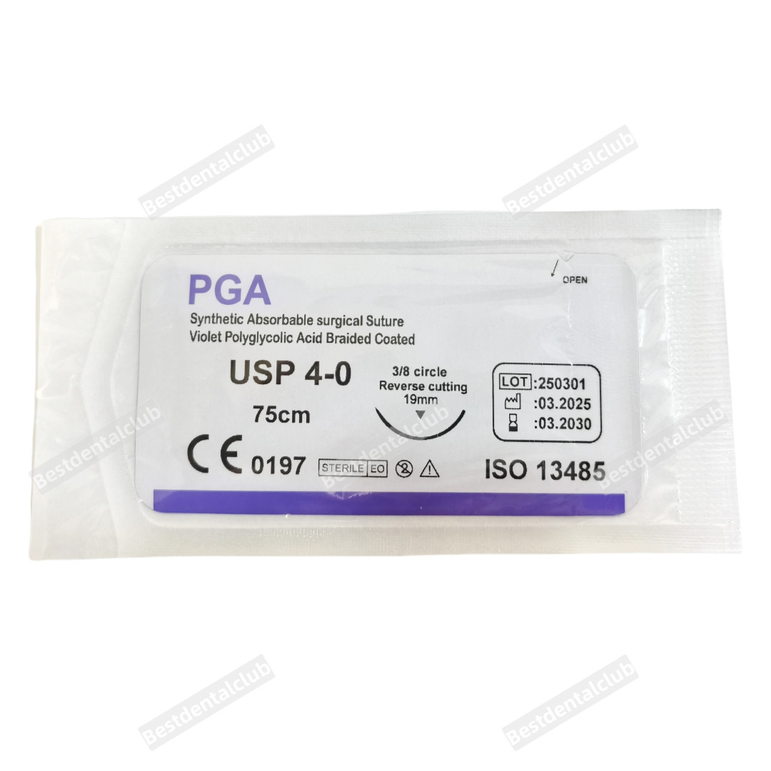 50Pcs Dental School Test Sutures PGA Synthetic Suture 4/0 Violet Acid Coat Purpl