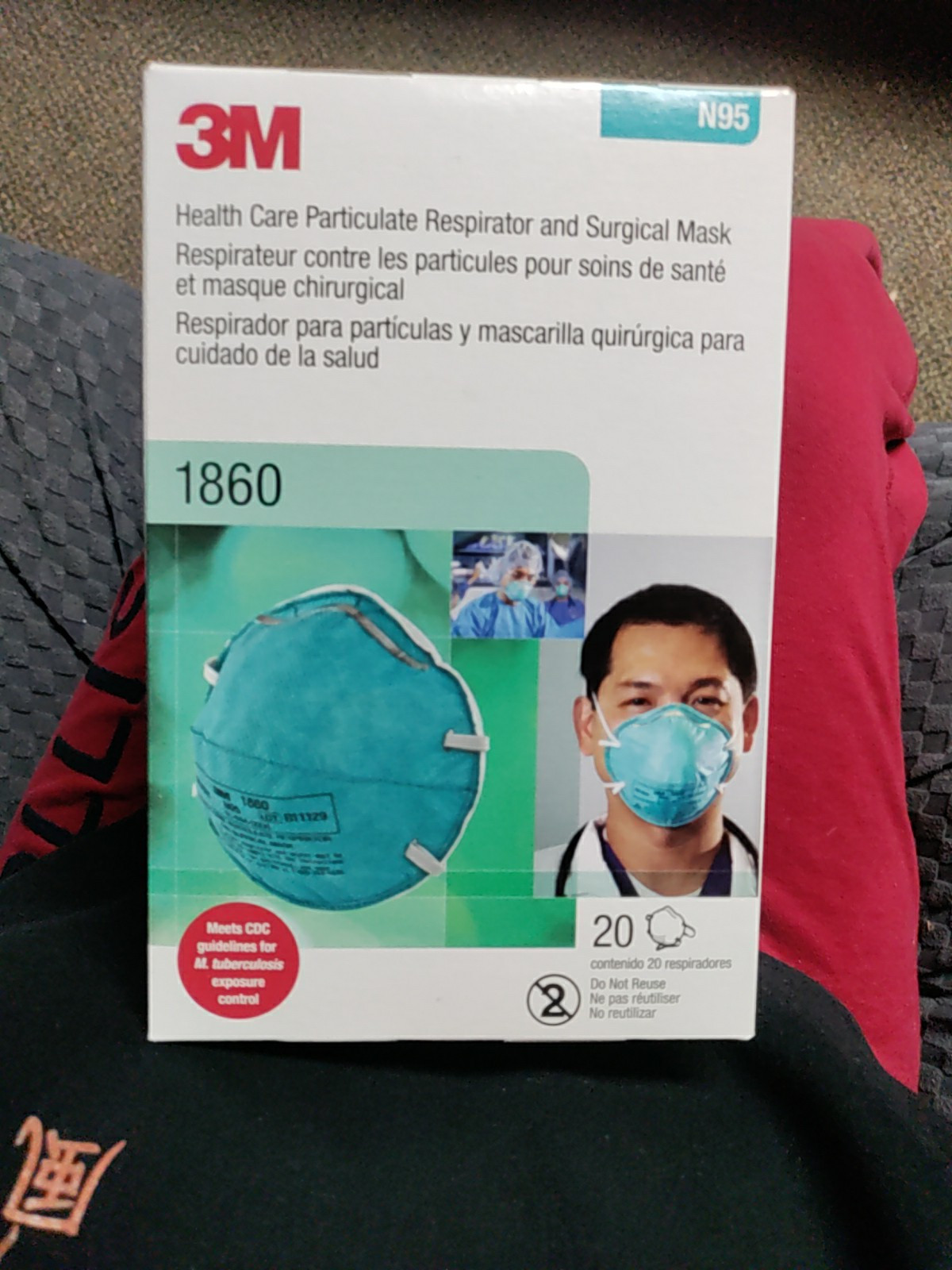 3M N95 1860s Particulate Respirator & Surgical Mask, Box of 20