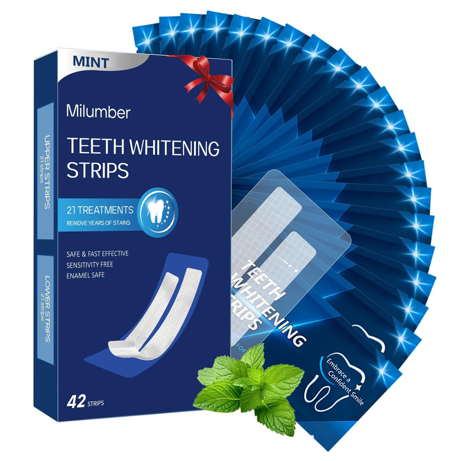 Milumber Teeth Whitening Strips for Sensitive, 42 1 Count (Pack of 42)
