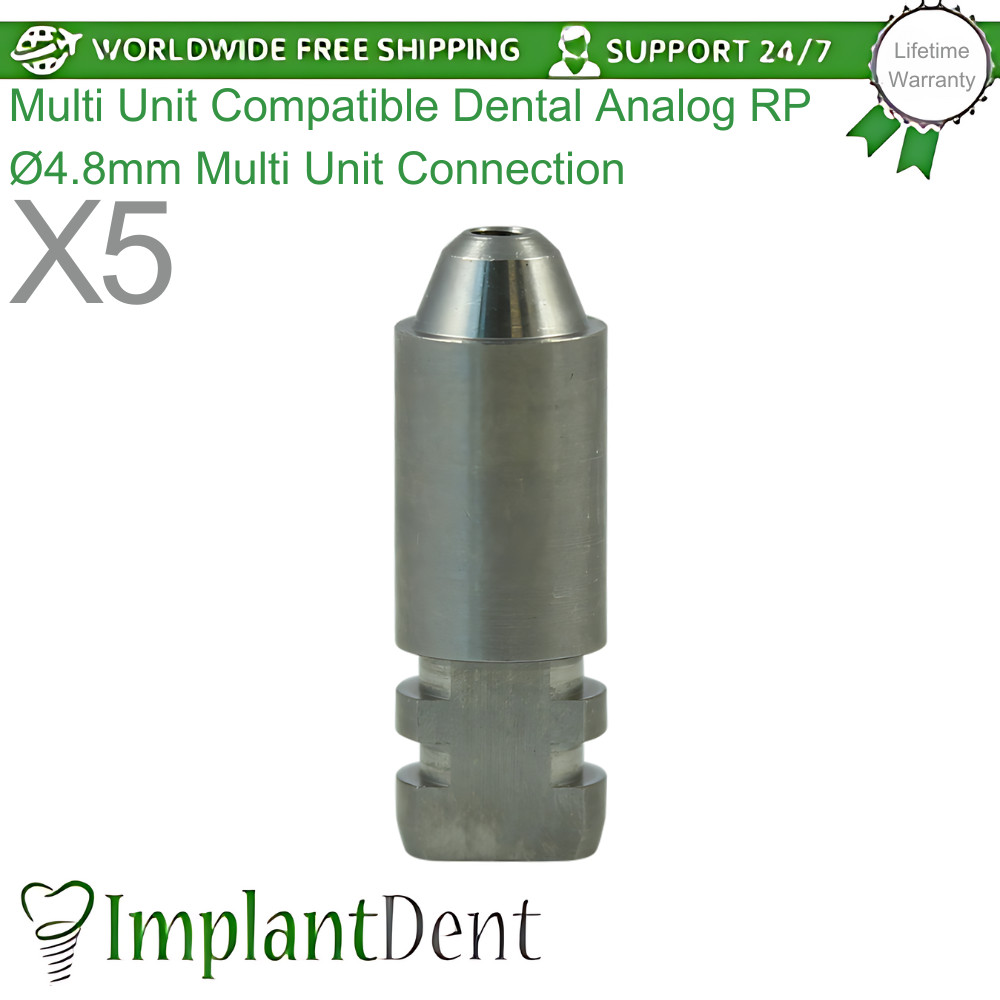 5x Multi Unit Compatible Dental Analog RP Ø4.8mm Multi Unit Connection