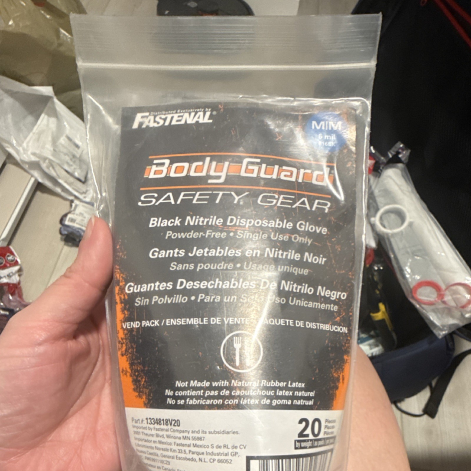 Body Guard Black Nitrile Disposable Gloves Powder-Free Size M 20 Pack
