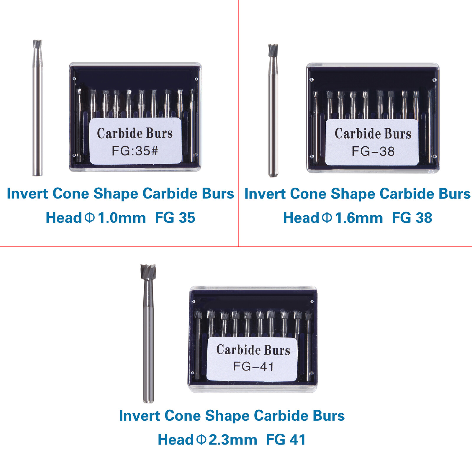 Dental FG Tungsten Steel Carbide Burs for High Speed Handpiece Inverted Cone ns