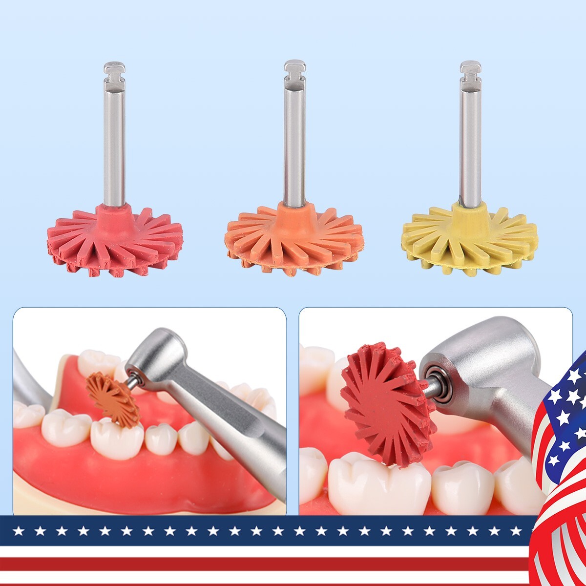 Dental Composite Ceramic Polishing Rubber Wheel Coarse/Medium/Fine RA 2.35mm