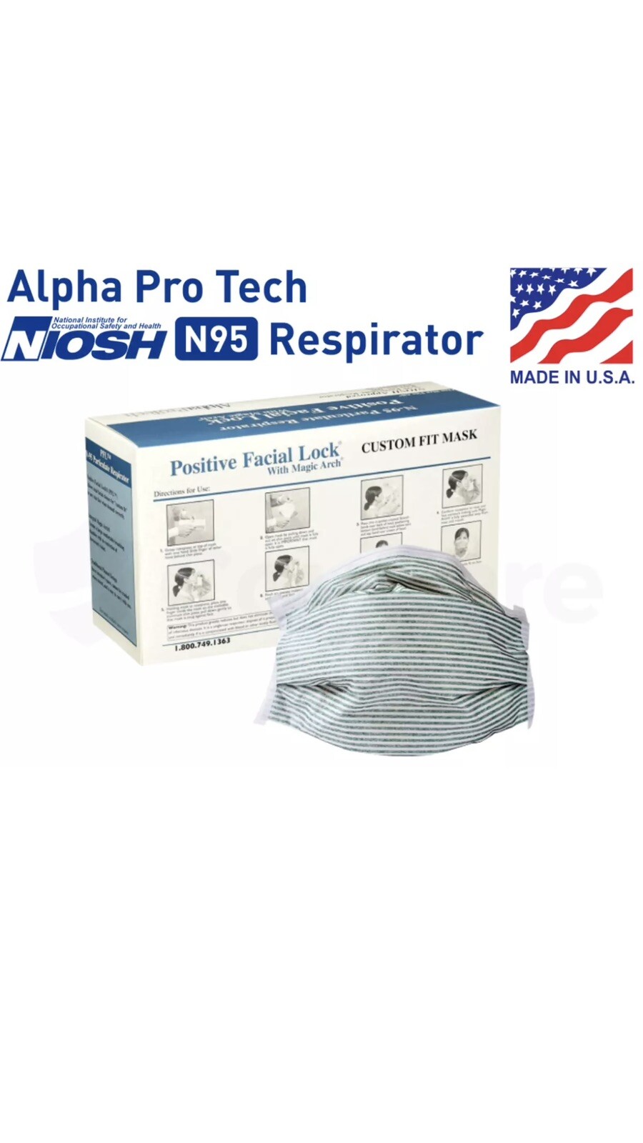 210/Box Particulate Respirator NIOSH N95 Surgical Face Mask – Made in USA – NEW!