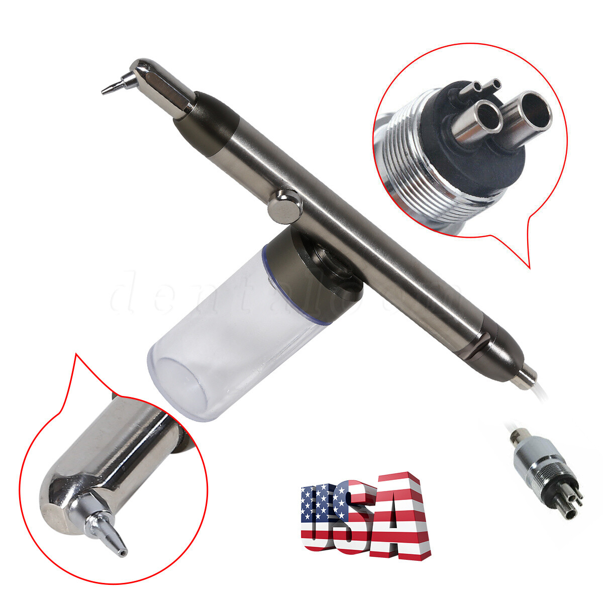 Dental Alumina Air Polisher Abrasion Microetcher Sandblasting Gun 4Hole Blasting