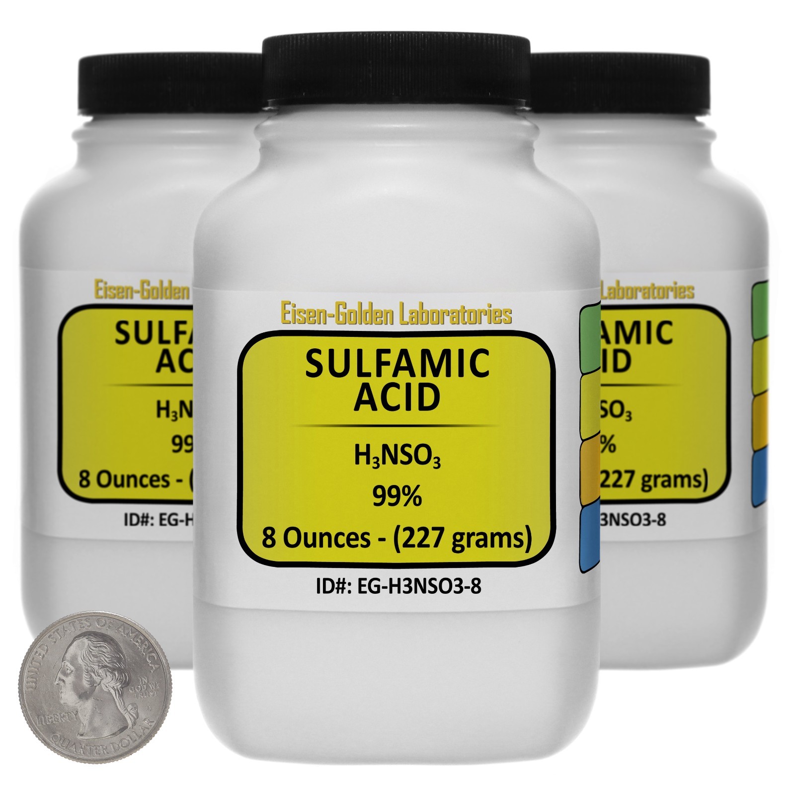 Sulfamic Acid [H3NSO3] 99% ACS Grade Powder 1.5 Lb in Three Plastic Bottles USA
