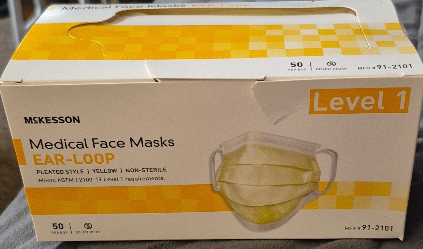 McKesson ASTM Level 1 Yellow Pleated Medical Face Masks *new*
