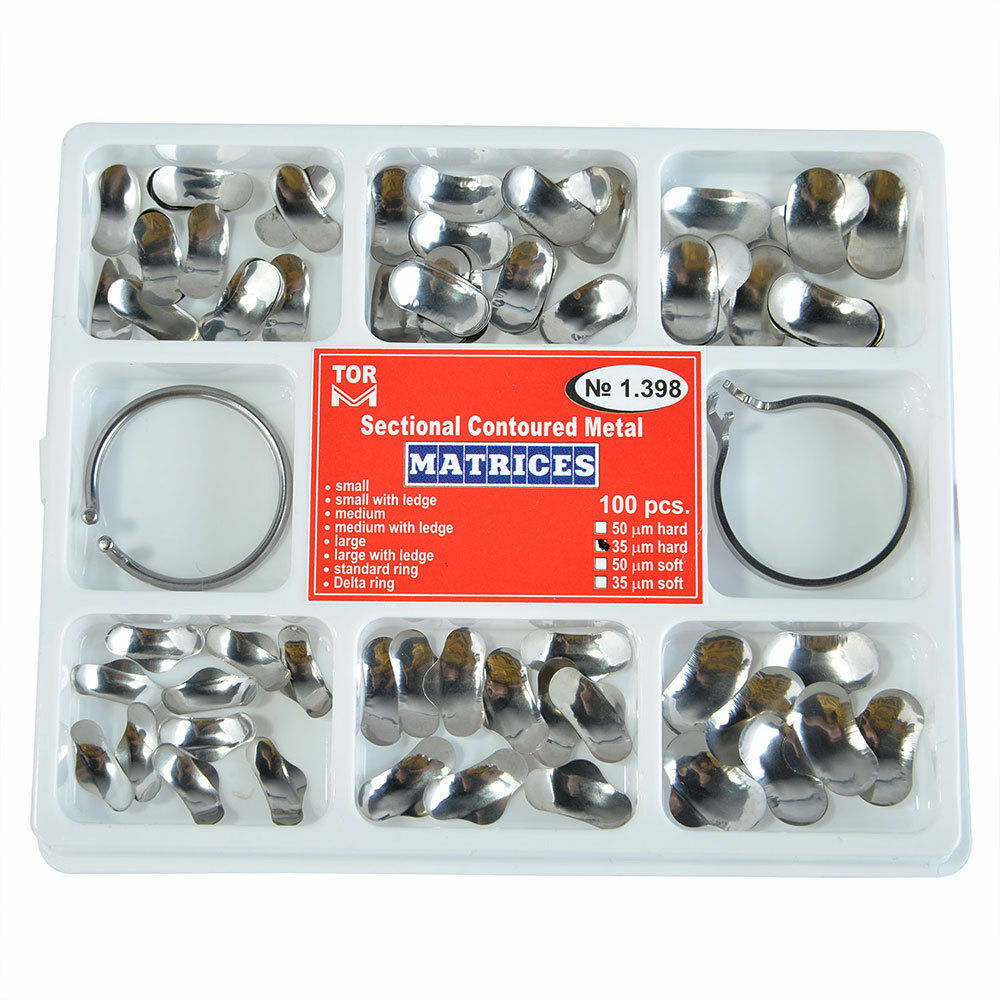 100pcs TOR VM Dental Matrix Bands Sectional Contoured Matrices Wedges No 1.398