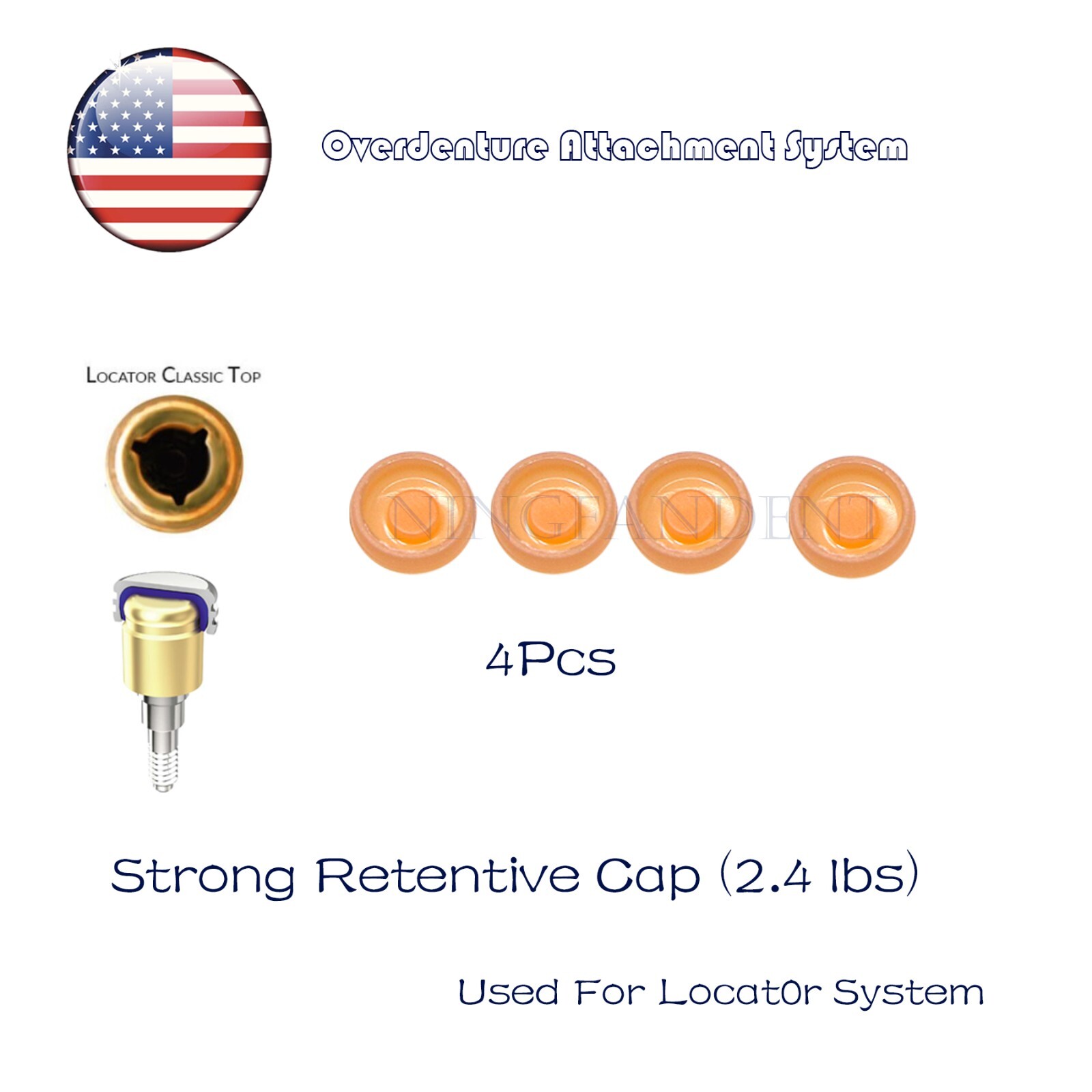 US Dental Pink 2.4lbs Retentive Caps,Use For Loc In Locat0r System Implants