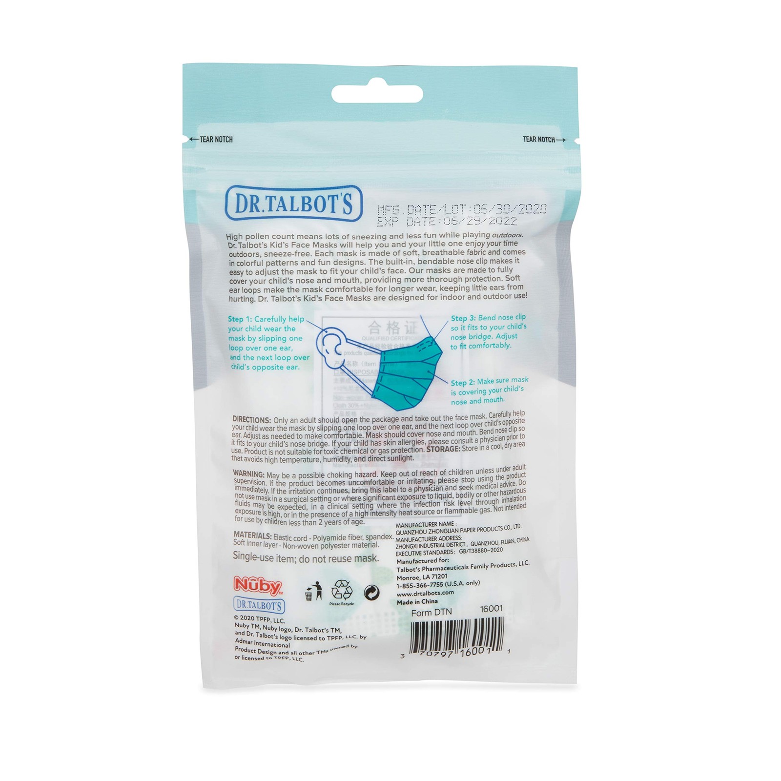 Disposable Protective Masks for Boys 2-5 Years – 10-Count – Disposable 3-Laye…