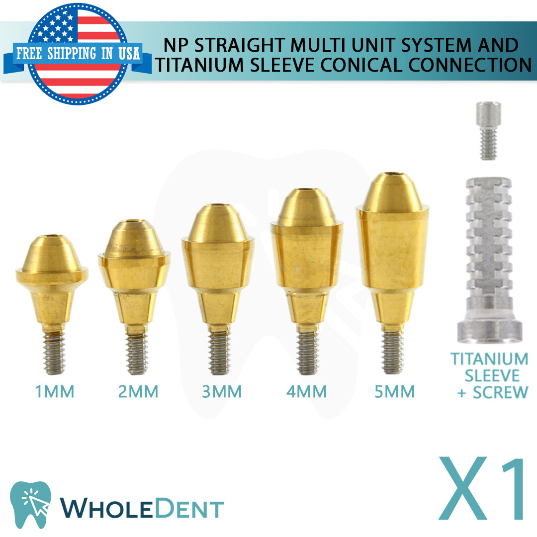 1X NP Conical Connection Straight Multi Unit Titanium Sleeve Set Dental