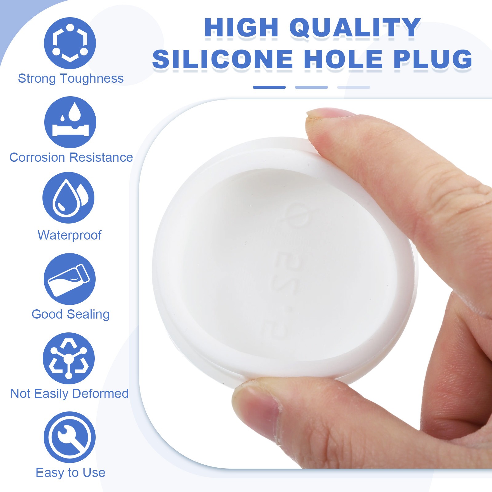 6Pcs T Shaped Silicone Stopper Dia 50 Mm/1.97″ Rubber Plugs White