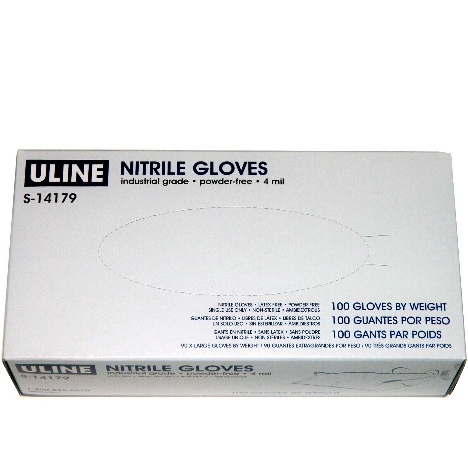 ULINE S-14179 Industrial Grade Powder Free 4 mil Nitrile Gloves Small 100 Count