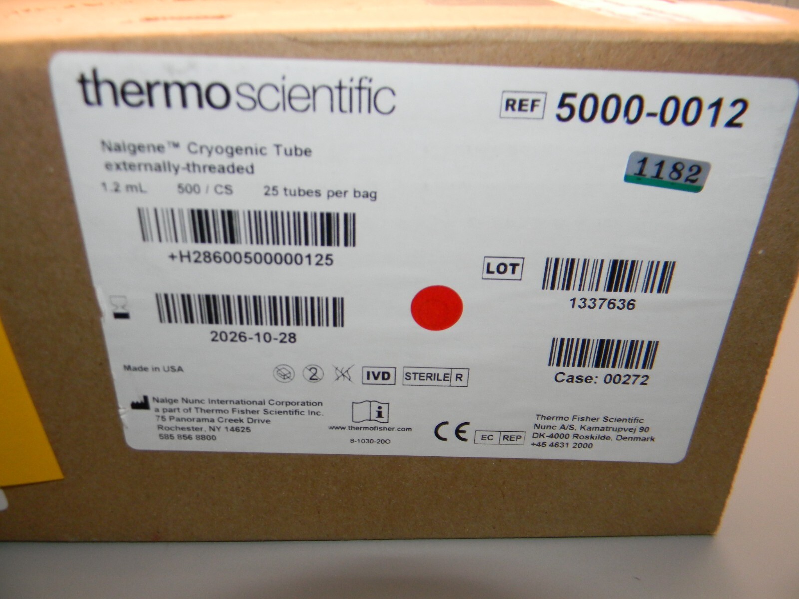 Thermo 5000-0012 Nalgene General Long-Term Storage Cryogenic Tubes Case of 500