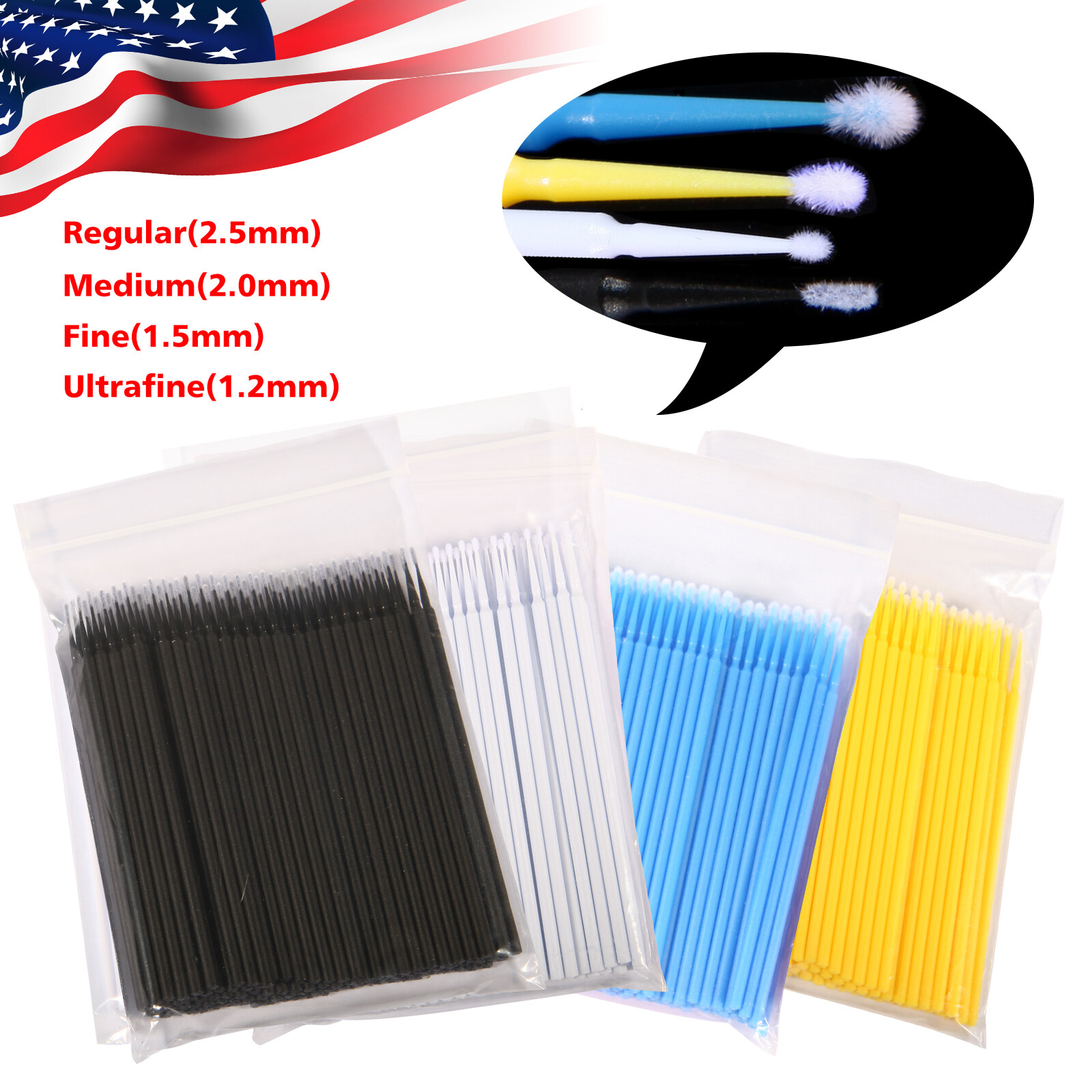 Micro Brushes Applicators Microbrush Dental (Regular, Fine, Super Fine) USA