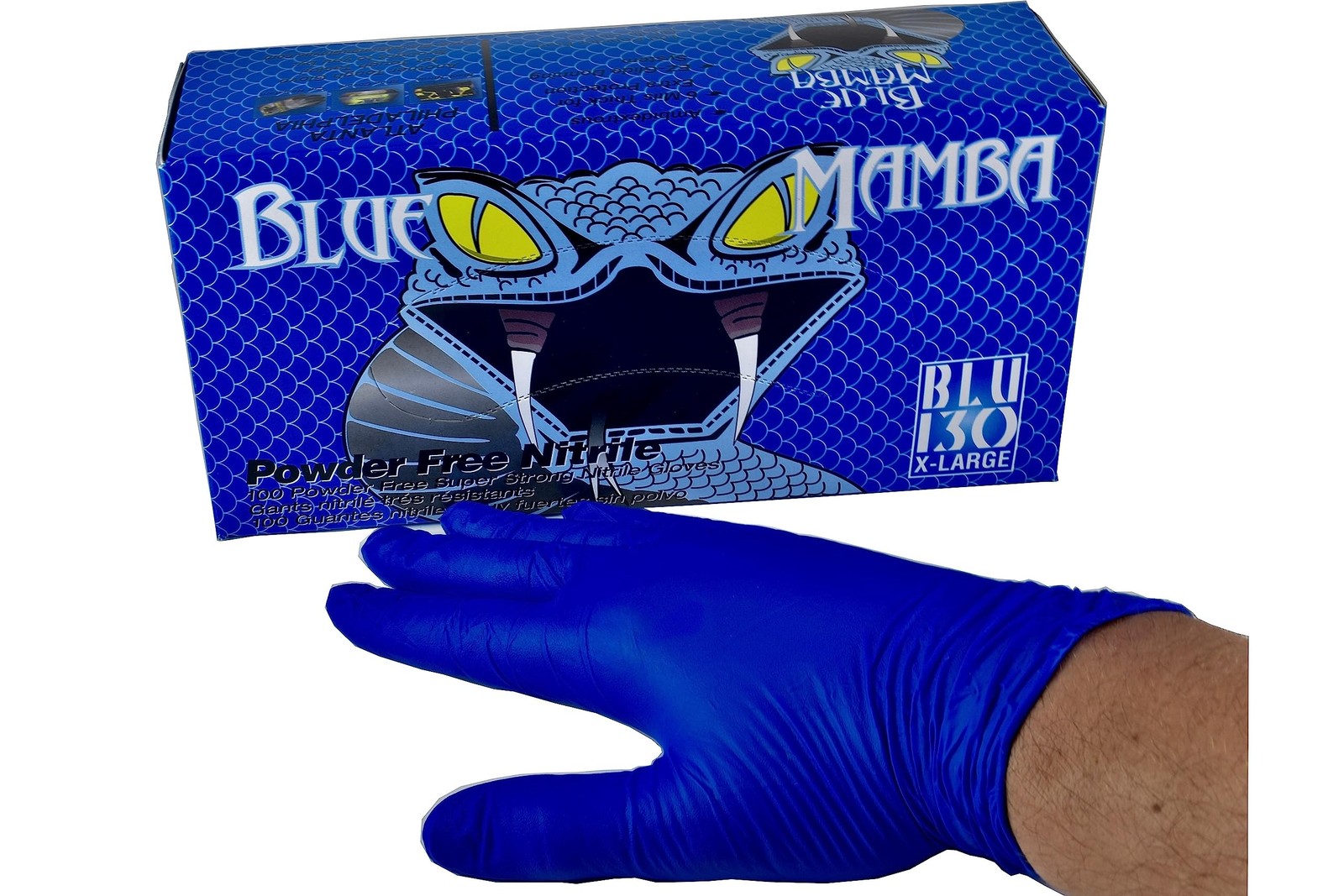 Blue Mamba Super Strong Nitrile 100 Glove Box Large