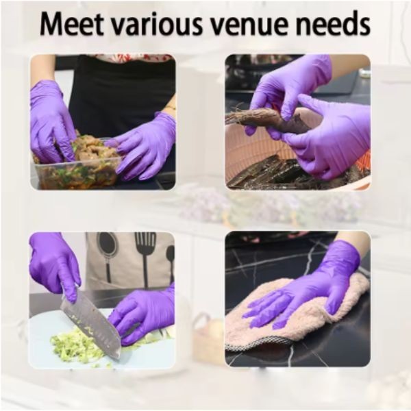 50pcs disposable purple nitrile gloves, food contact gloves, dishwashing oil
