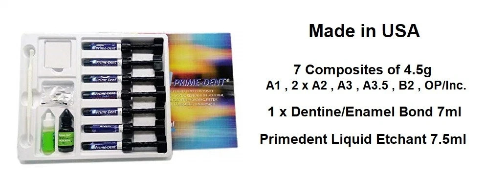 Dental PRIMEDENT Bonding Etchant Restorative Kit VLC Resin Based 7 Composite FS