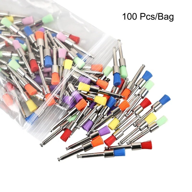 Dental Nylon Material Closure Flat Polishing Prophylaxis Brushes Latch RA-100PCS