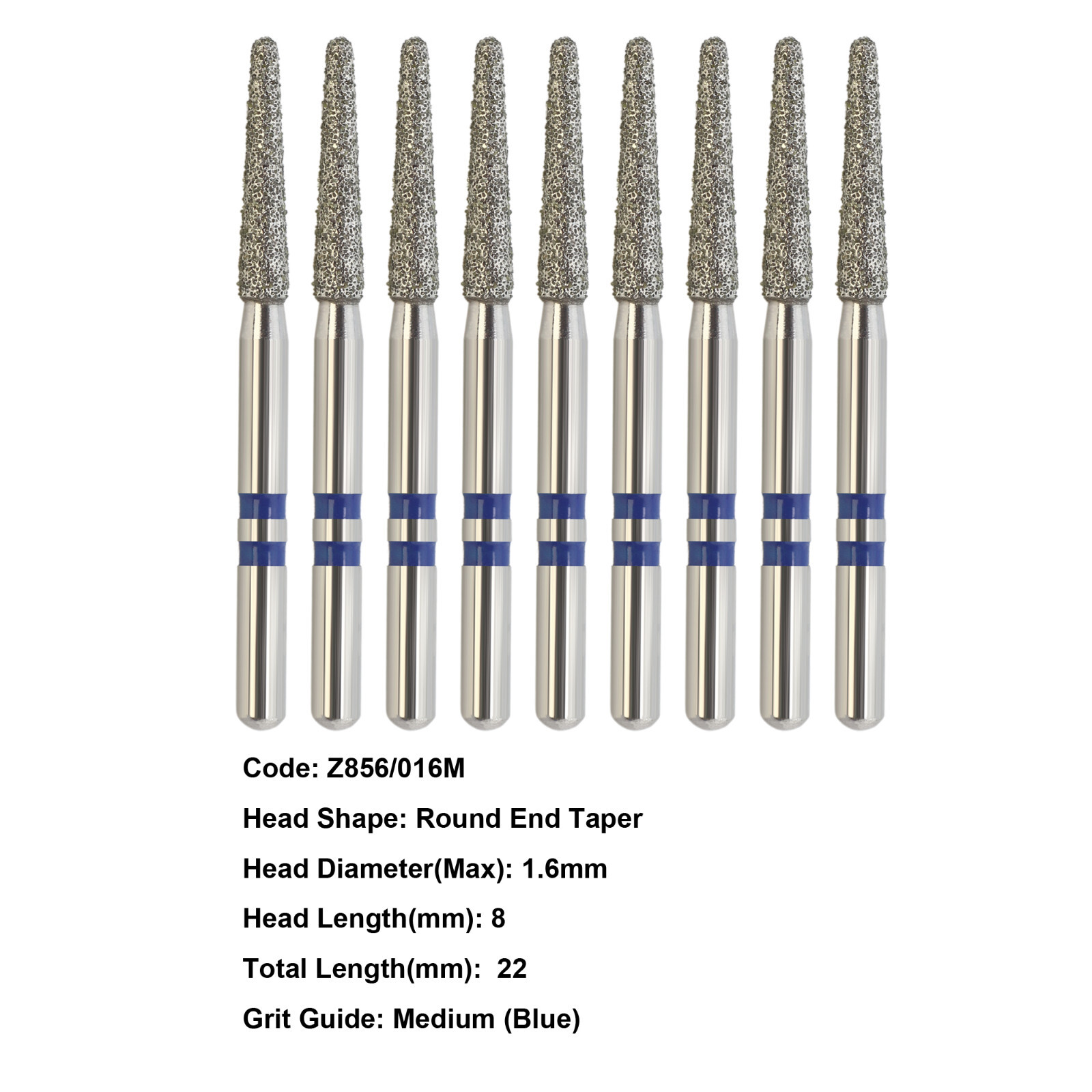 Zirconia Cutter Bur Diamond Crown Cutting High Speed Burs Z856/016M Medium Grit