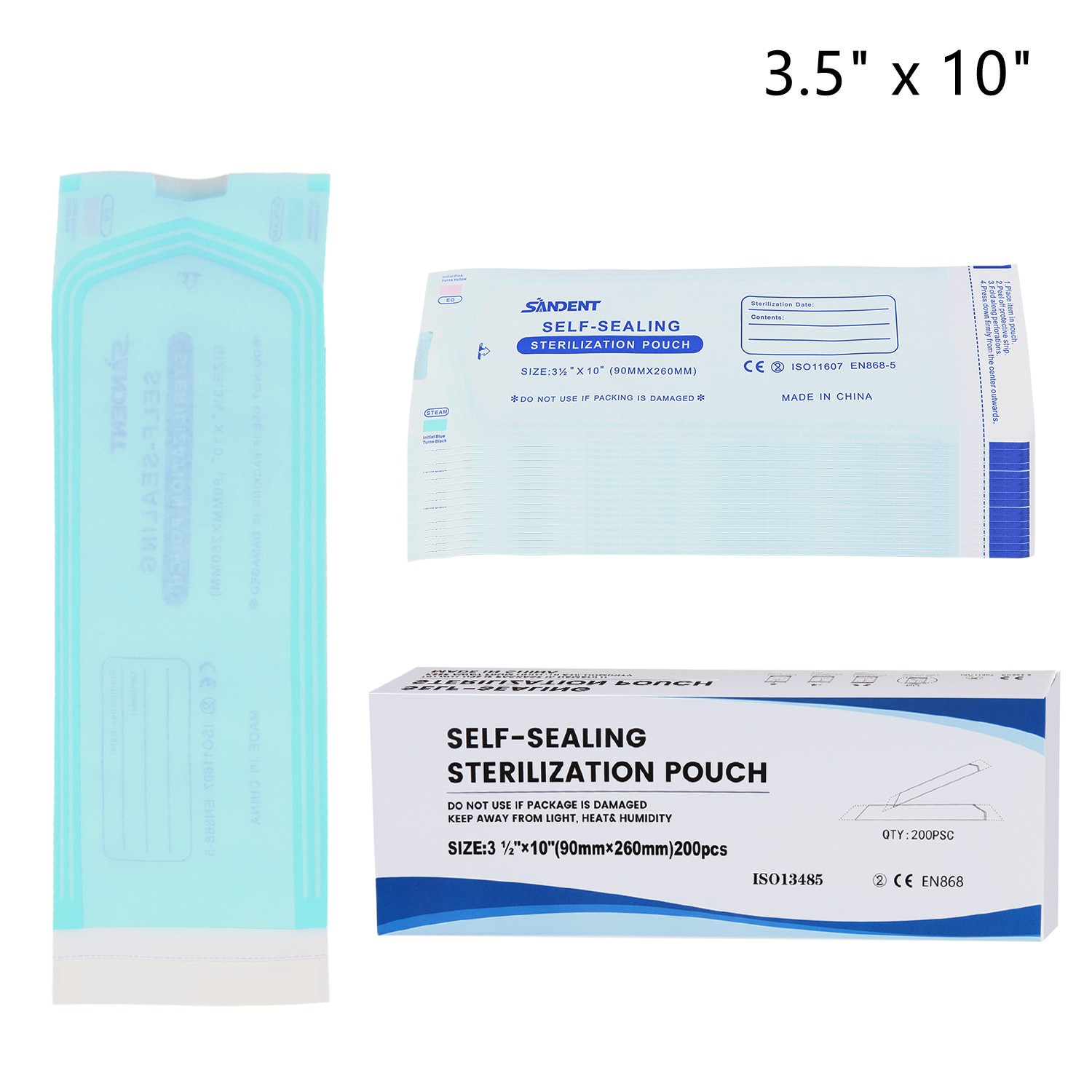 3.5″ x 10″ Dental Medical Self Seal Pouch Sterilization Bag Pouches (200 Bags)