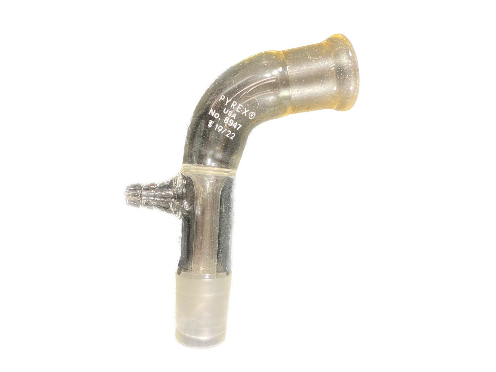 PYREX Glass 19/22 Standard Taper Joint 105° Vacuum Connecting Adapter 8947-19