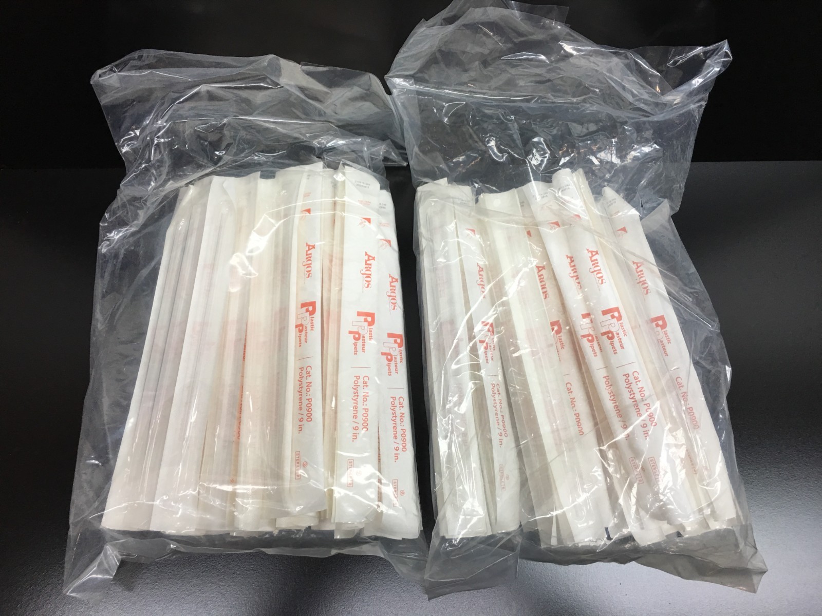 Argos Cat No P0900 Polystyrene Plastic Pasteur Pipettes Sterile 9″ Lot 2 PKS