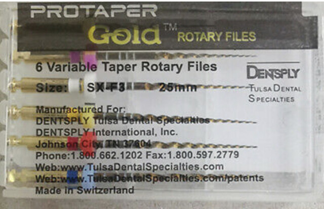 Protaper Gold Rotary Files 25mm SX-F3 Dentsply Tulsa Assorted Endodontics Endo