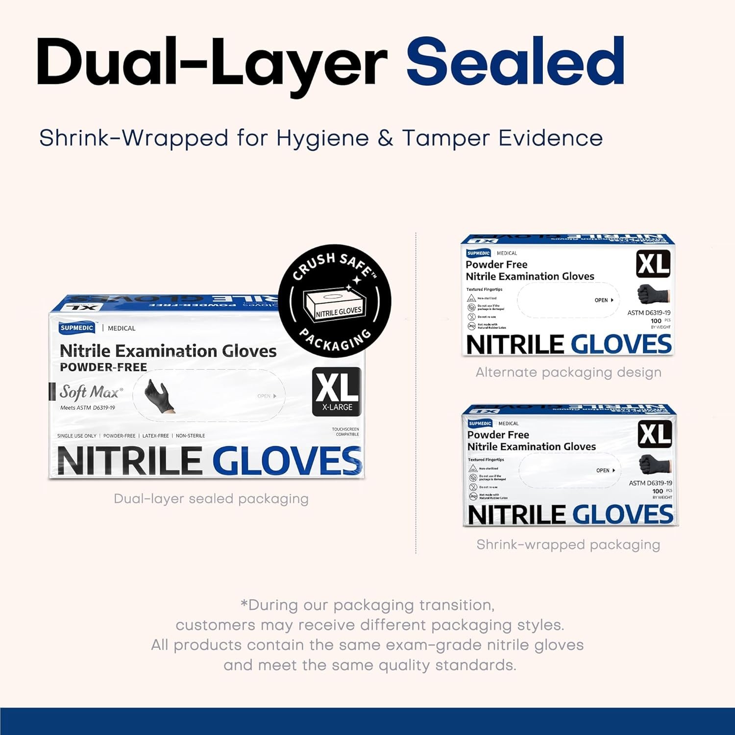 Disposable Black Nitrile Gloves, 100 Count – Medical & Food Safe – X-Large Size