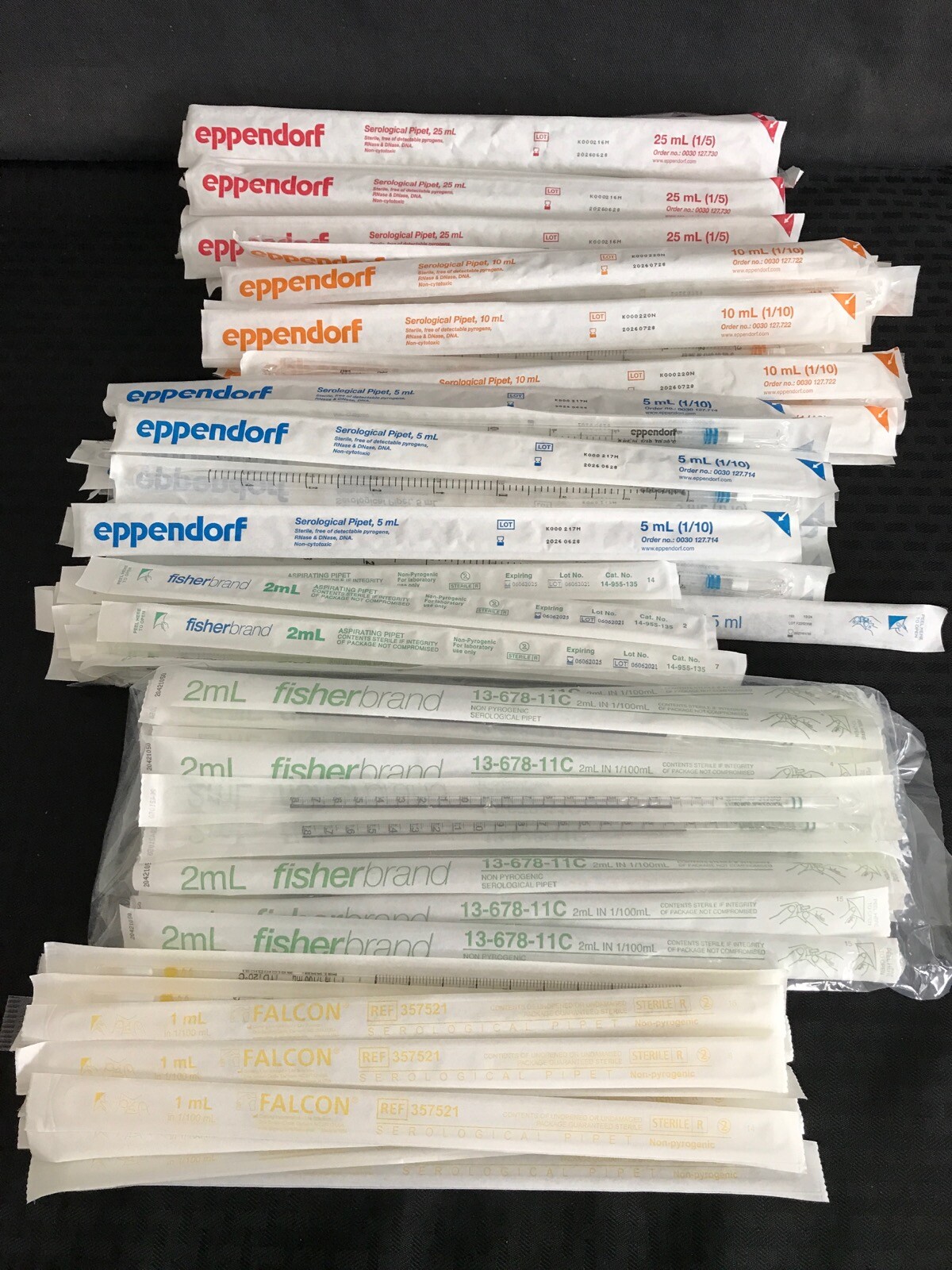 (124) FISHER FALCON EPPENDORF 1mL 2mL 5mL 10mL 25mL PS Serological Pipets
