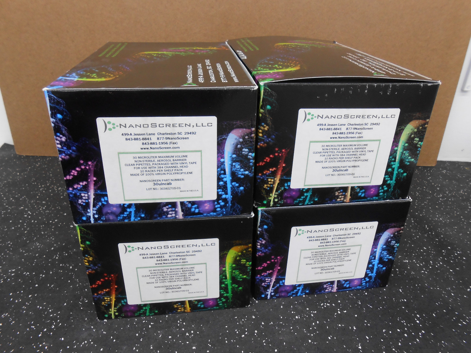 4 x PACKS OF NANOSCREEN 30ulncab 30ul PIPETTE TIPS. 10 RACKS PER PACK.