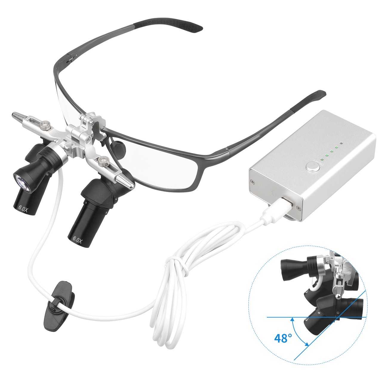 6X High-Definition Optical Lens Dental Ergo Loupes Magnifiers + 5W LED Headlight