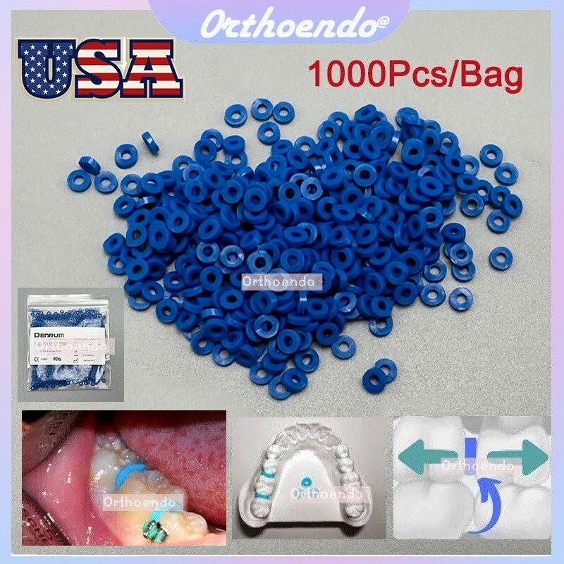 1000 Pcs Non-latex Dental Orthodontic Separators Spacers Elastic Teeth Gap Bands
