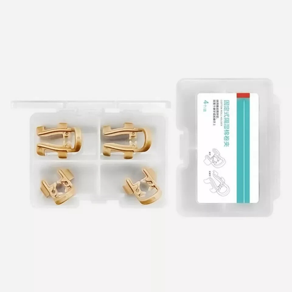 4/Box Dental Moisture Isolation Clip Cotton Roll Premolar Molar Hemostatic Clamp