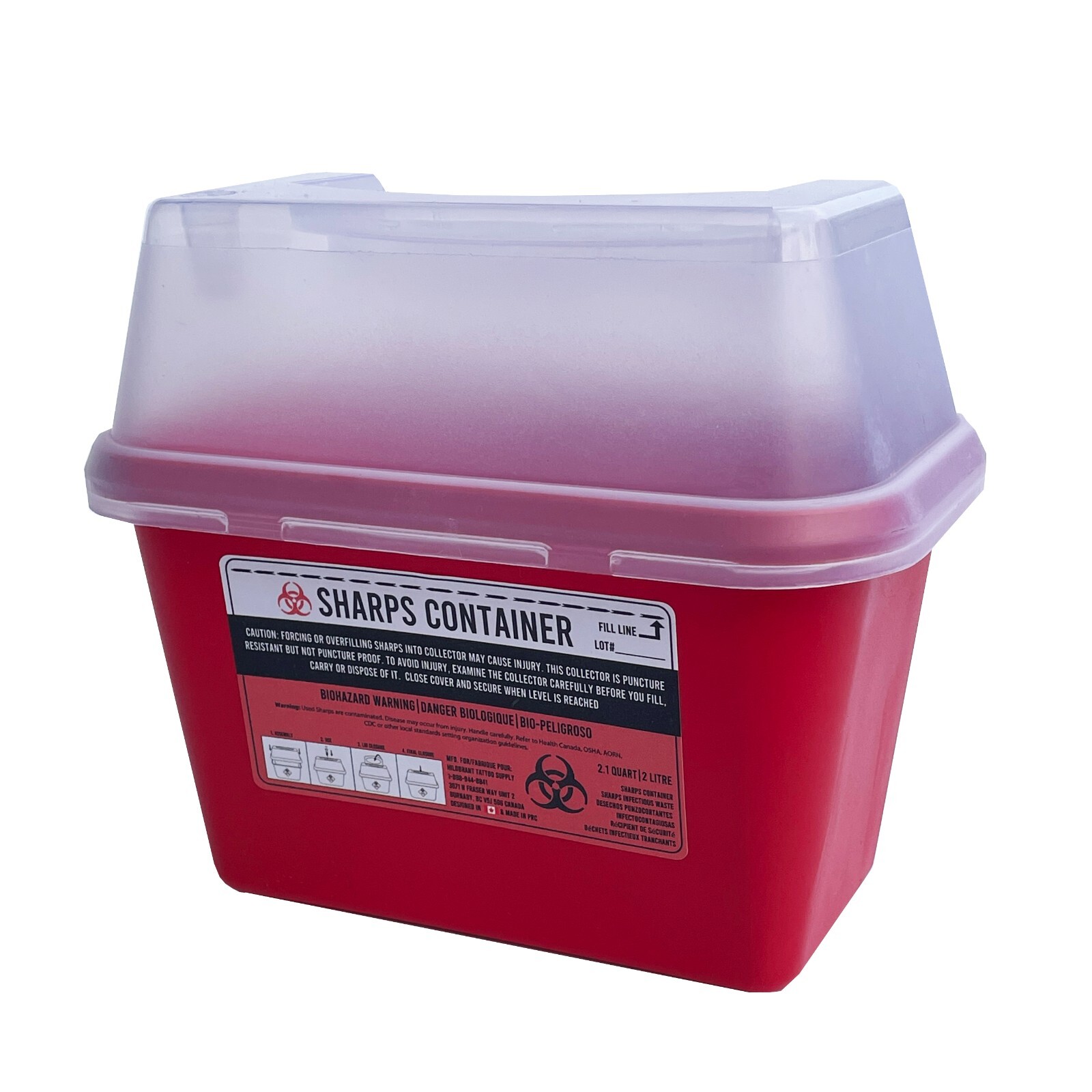 SHARPS CONTAINER 1 & 2 QUART/LITER -Needle Disposal Phlebotomy Tattoo Dental