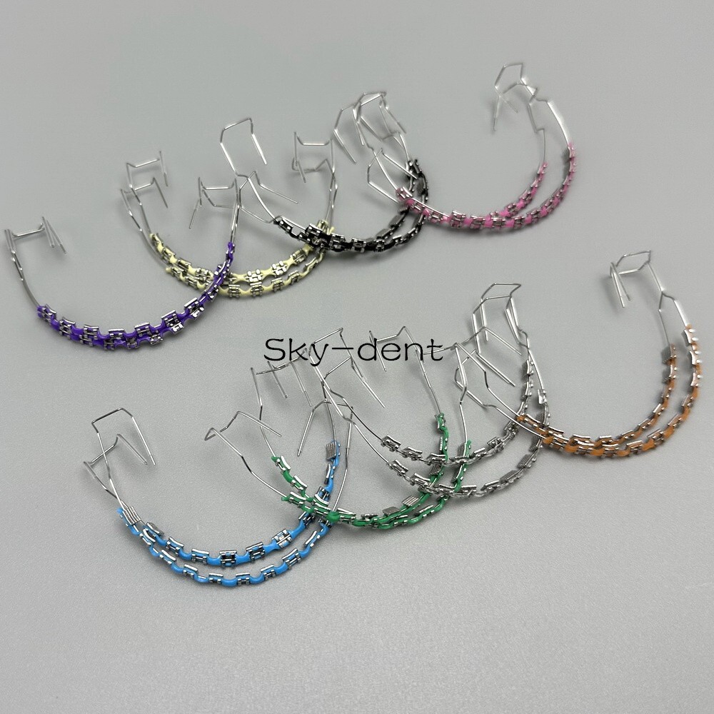 2Pcs/Pack Temporary Tooth Decoration with Metal Bracket Orthodontic Power Chains