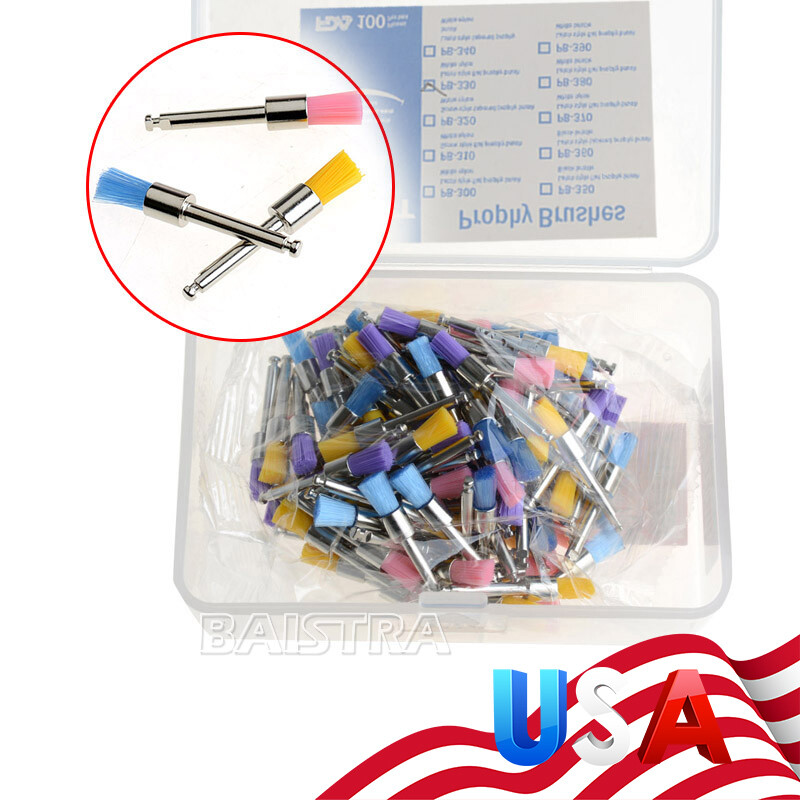 100 Pcs Dental orthodontic Flat Type Nylon Bowl Polishing Polisher Prophy Brush