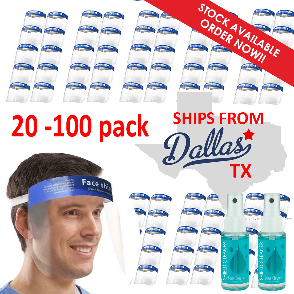 20 – 100 pc Lot Face Shield Clear Reusable Washable Protection Cover Anti Splash