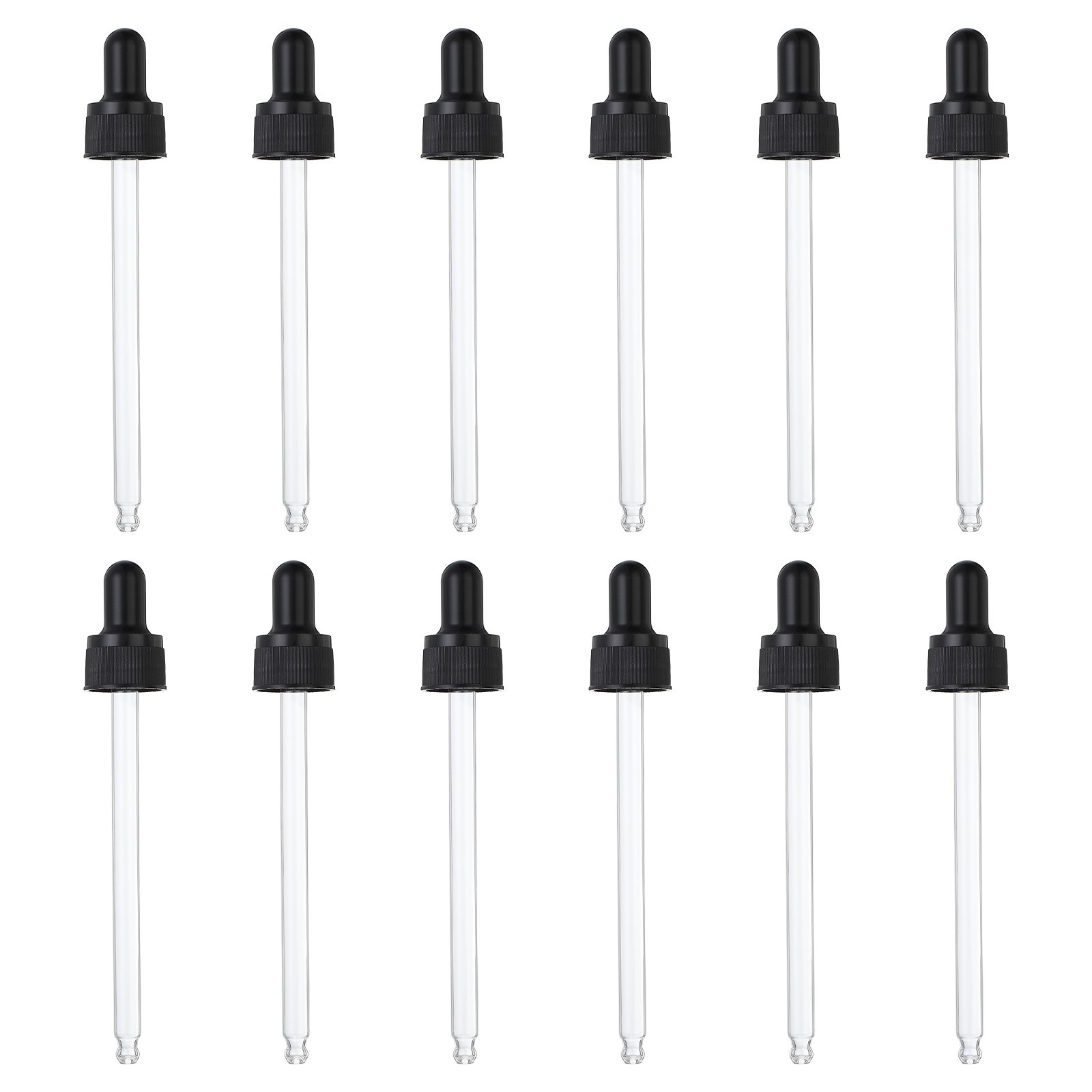 12 Pcs Plastic Glass Dropper Closure Top for 100ml(3.4oz) Bottle, Black