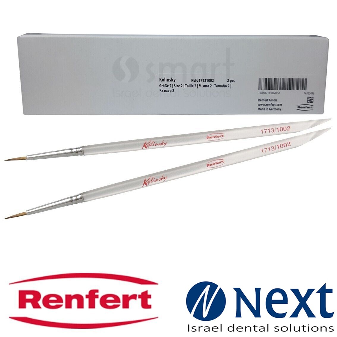 Lotx2 Renfert Dental ceramic brush premium Synthetic hair №2 Takanishi 17140002