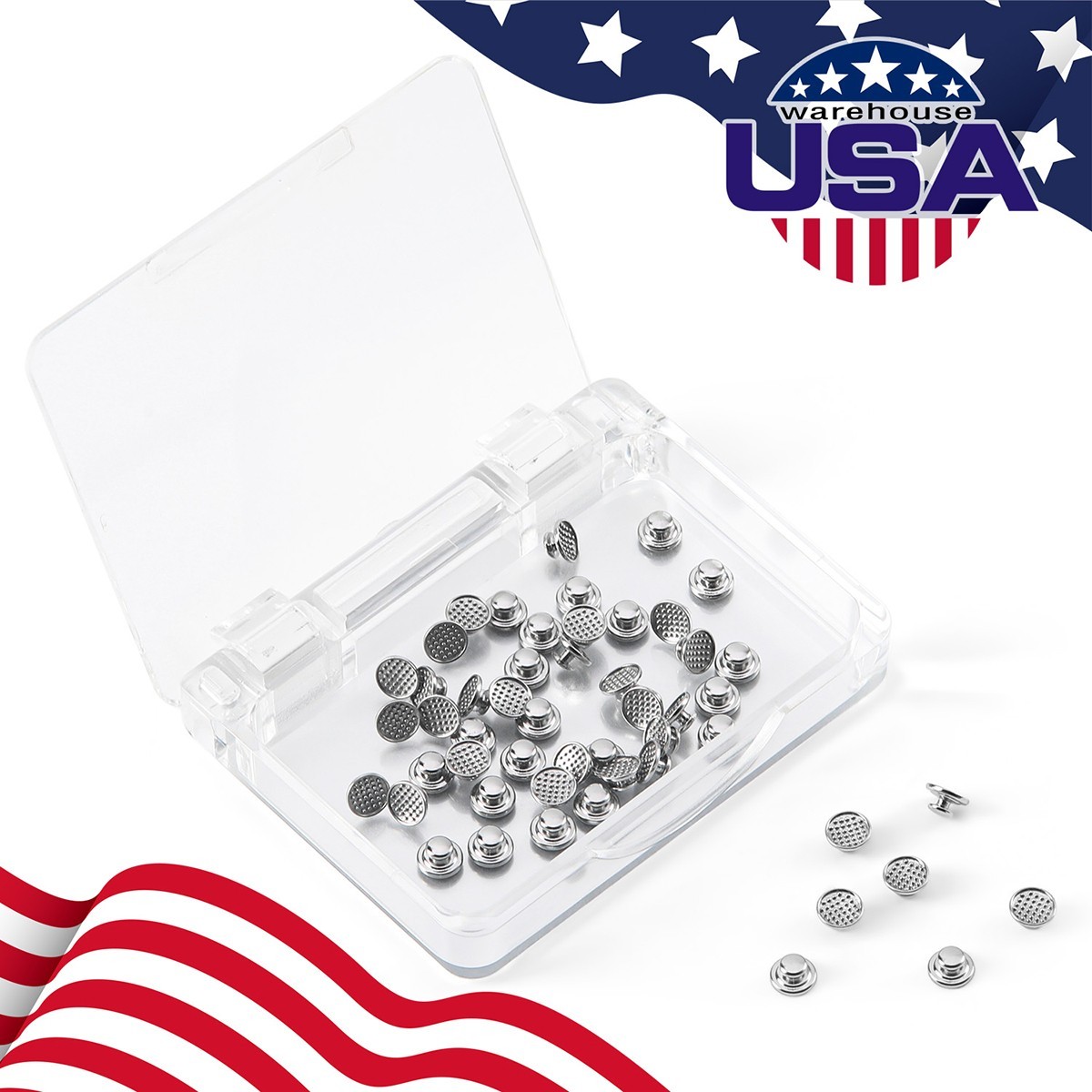 50pcs Dental Orthodontics Lingual Buttons Bondable Monoblock Round/Rectangular
