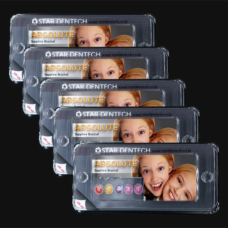 5×Dental Orthodontic Absolute Sapphire Ceramic Bracket MBT .022 on Hooks 345
