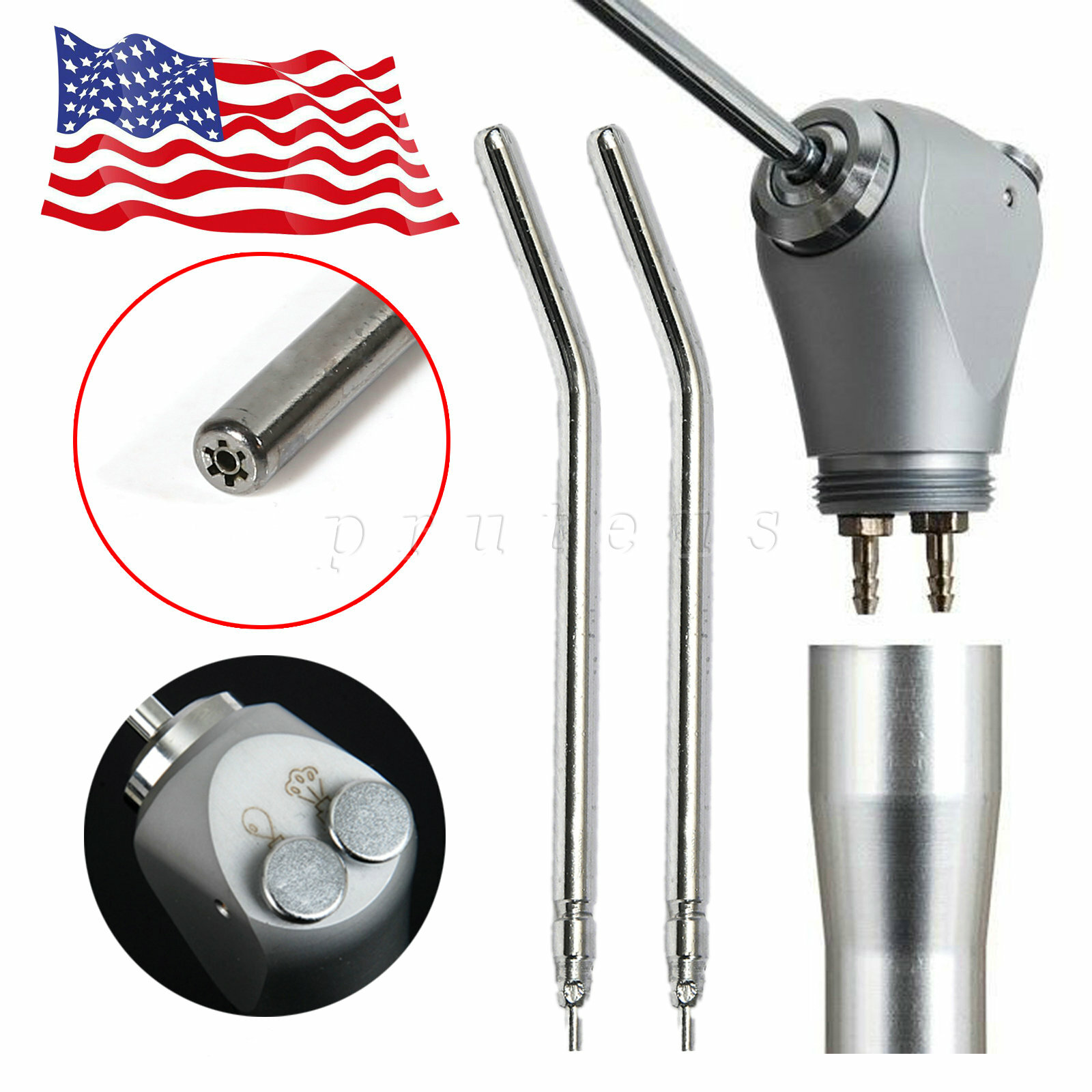 Dental Air Water Spray Triple 3-way Syringe Button Handpiece with 2 Tubes Nozzle