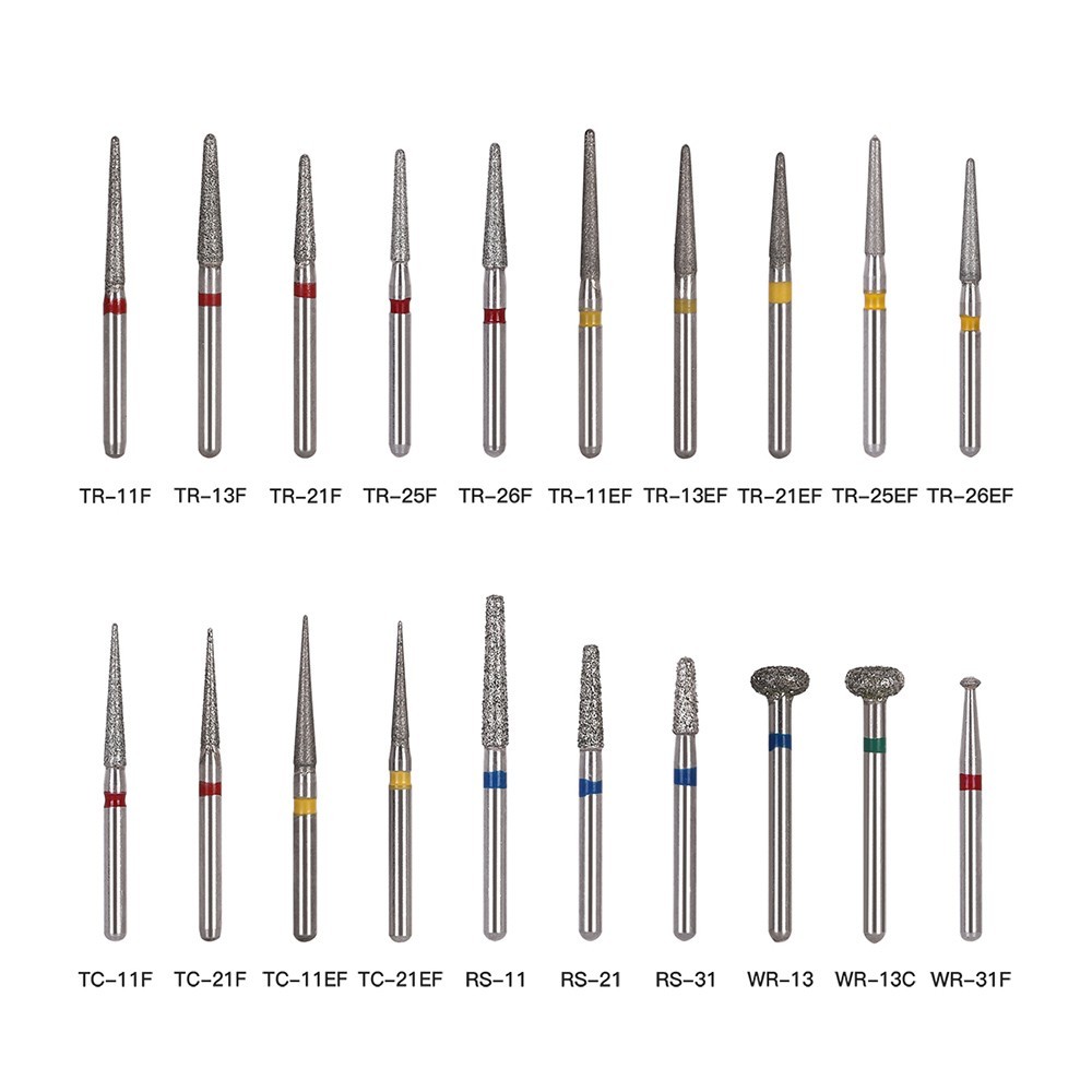 AZDENT Dental Diamond Burs FG For High Speed Handpiece Friction Grip 100 Models