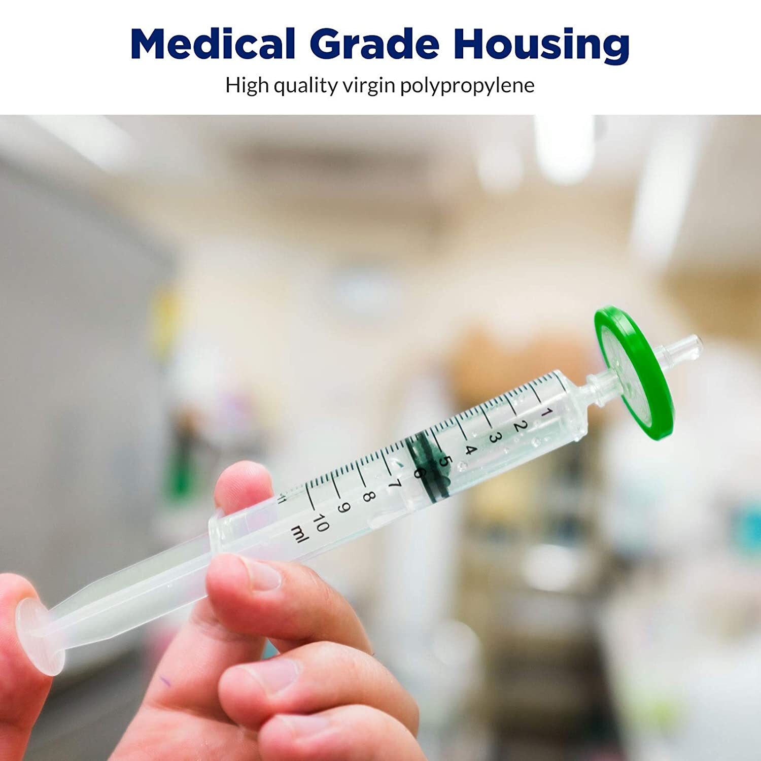 4000PCS PES Membrane HPLC Syringe Filters 13mm/25mm/33mm 0.22μm Pore Size Green