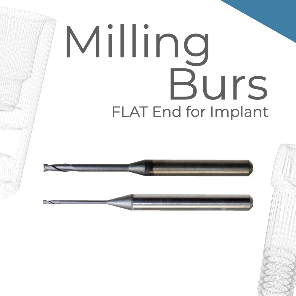 Roland milling «»FLAT bur 1MM. 2MM «» for Zirconia Abutment and Screw-retained