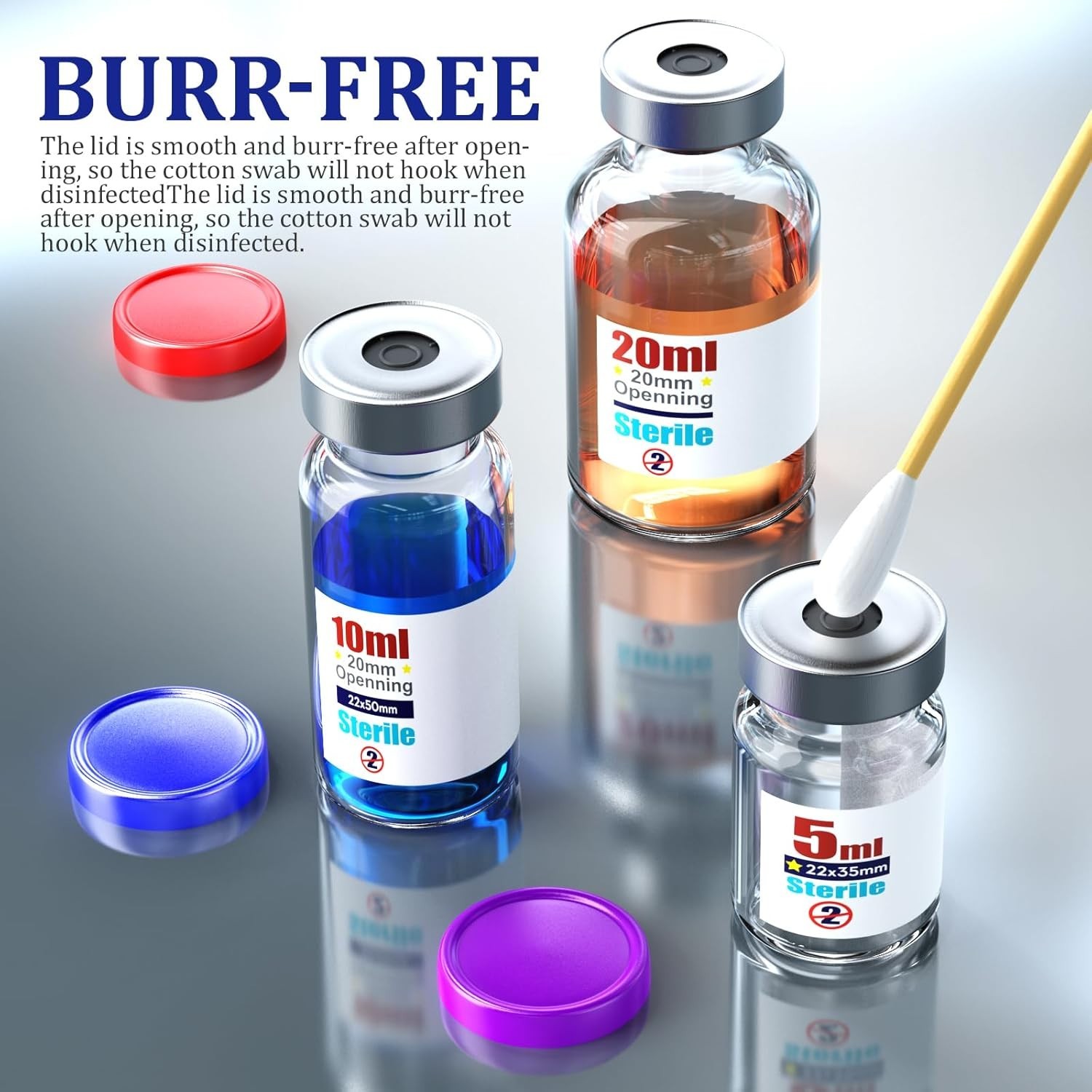 Sterile Empty Vials with Self Healing Injection Port,with Flip Off Aluminum C…