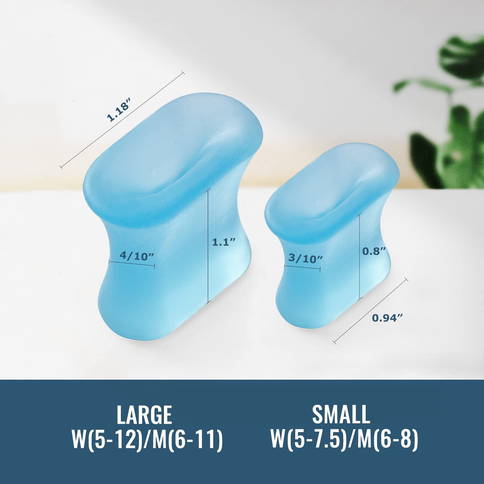 Welnove Upgraded Gel Toe Separators – 12-Pack Bunion Large, Blue (Classic)