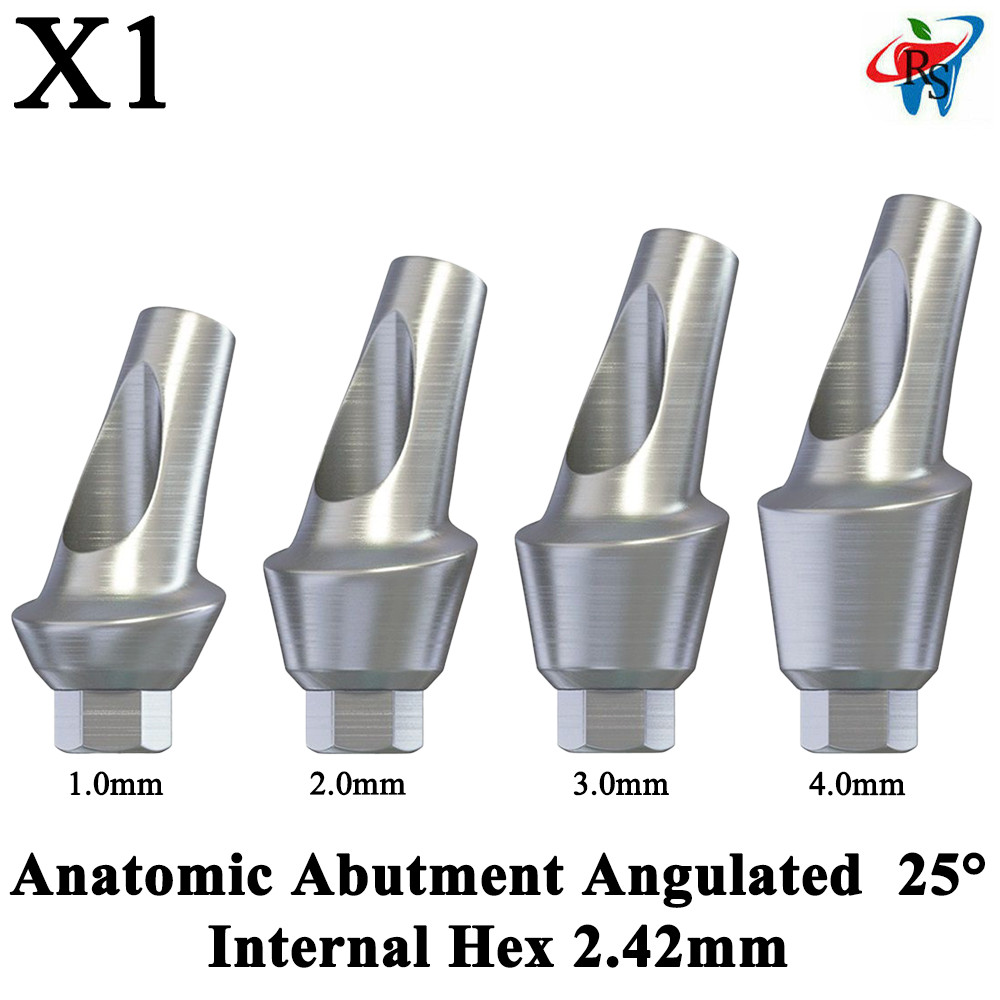 1x Dental Impl ant Anatomic Angulated 25° Abut ment Internal Hex 2.42mm Screw