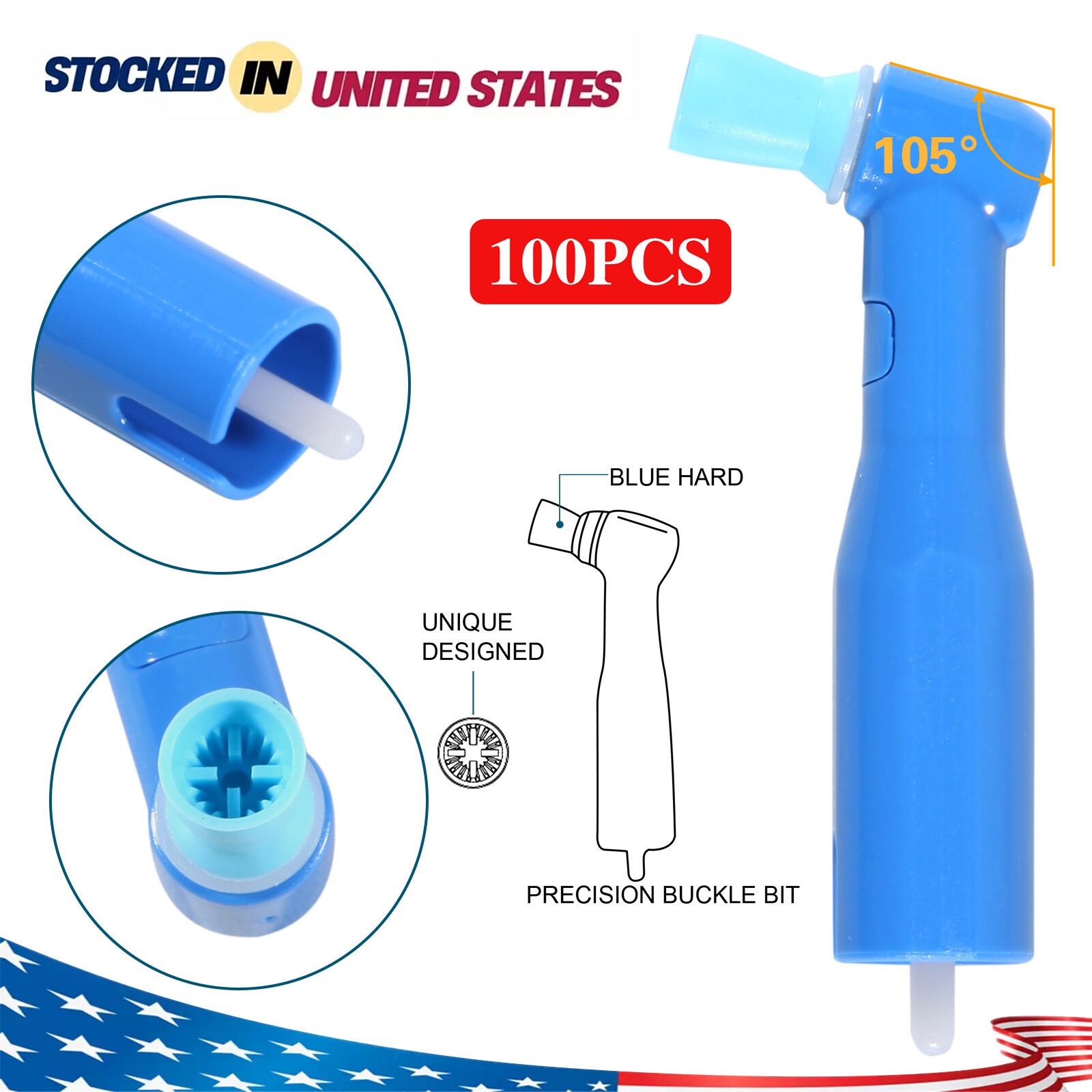 Dental Disposable Prophy Angles Regular Latex Free Contra Angle 105° – 500pcs